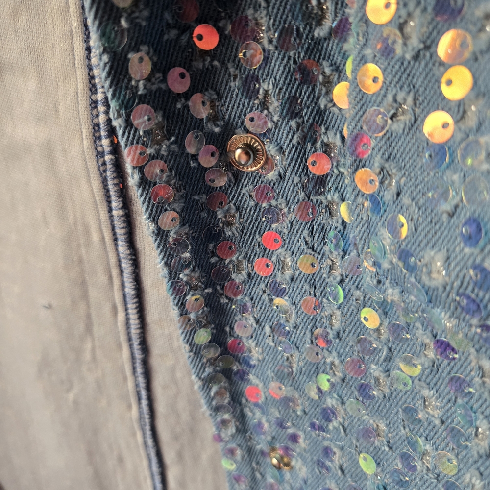 Hot & Delicious Blue Iridescent Sequin Jacket - Picture 7 of 9
